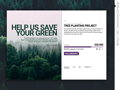 #DailyUI #032 #Crowfunding #Campaign daily 100 challenge daily ui dailyui dailyui032 dailyuichallenge design graphic design ui web design webdesign website design