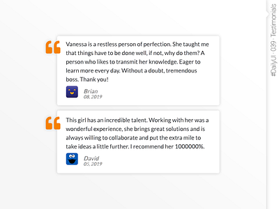 #DailyUI #039 #Testimonials