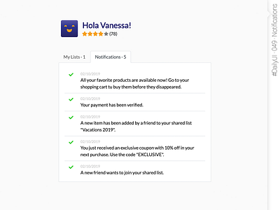 #DailyUI #049 #Notifications
