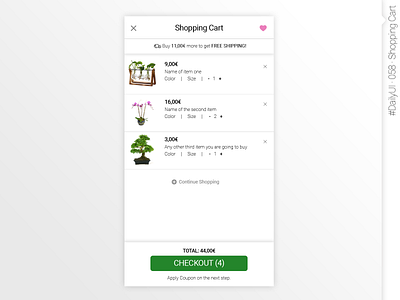 #DailyUI #058 #ShoppingCart app design daily 100 challenge daily ui dailyui dailyui 058 dailyui058 dailyuichallenge interface design ui webdesign