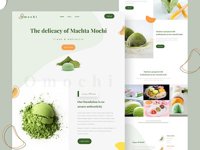 Omochi - Japanese dessert landing page clean design clean ui dribbble shot food green landing page uiux web desiger web design website