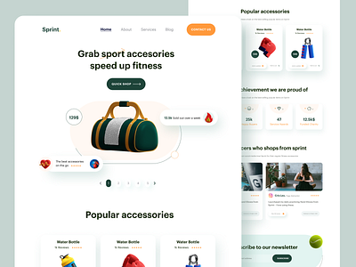 Sprint Sport accessories store accessory design fitness graphicdesign influencer landing page minimal sports sports branding ui user interface web webdesign website