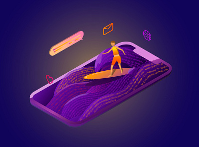 Internet surfing isometry internet isometric illustration isometry smartphone surfing