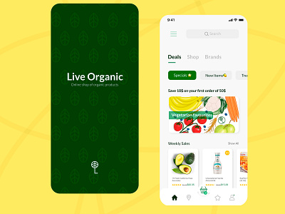 Live Organic - Mobile app of organic products shop concept app food illustraion ios ios app design organic organic food shopping app