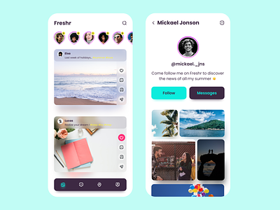 Freshr - Social App Design app application design mobile mobile app mobile design social social app social network ui ui design