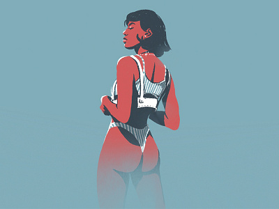 Red Hot brush girl illustration