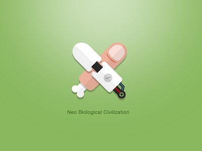 Neo Biological Civilization bio bone cross finger human illustration logo new robot tech
