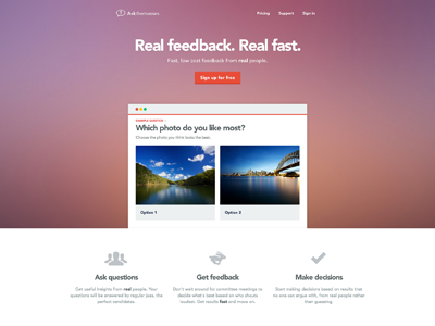 AskTheMasses Homepage design feedback feedback home homepage research ui ux