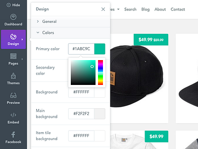 Store Toolbar ecommerce navigation sell selz shop sidemenu store toolbar