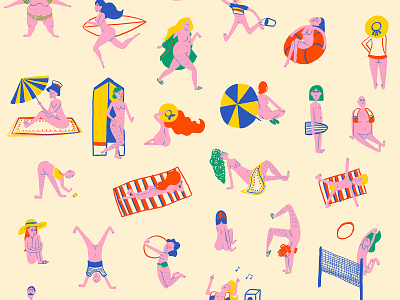 The memory of the nudist beach beach character design design digitalart drawing funny funny characters illustration pattern