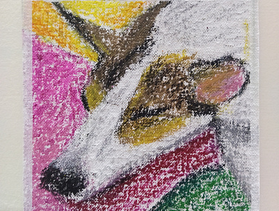 Neembu, oil pastels on canvas canvas cute dog oil pastel portrait