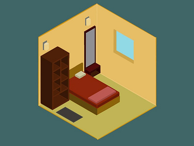 Isometric bedroom bedroom illustration isometric procreate sketch
