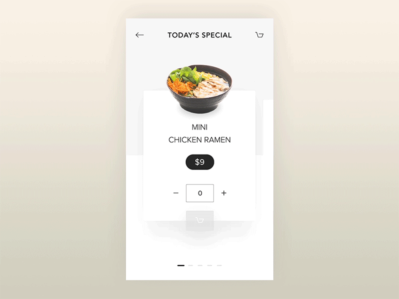 Today's Special - Ramen Restaurant App animation app cart food highlights japan menu mobile motionui ramen special spotlight
