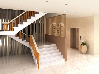 3D Modeling for a Hotel 3d 3dmax hotel japan japanese light minimal model modeling render simplicity stairs