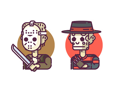 Horror Characters - Freddy vs Jason freddy horror icon jason line vector