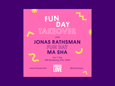 Choose Love Instagram Poster: Fun Day Takeover branding color design dj electronic event fun music poster poster art poster design socialmedia techno