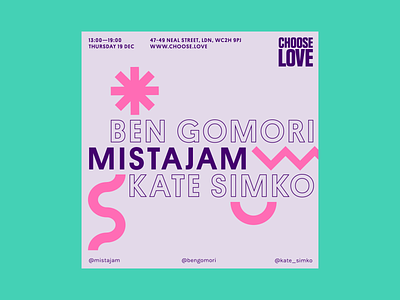 Mike Andrews Choose Love Instagram Poster: Kate Simko branding chooselove color design dj dj flyer electronic event poster poster art poster design techno typography