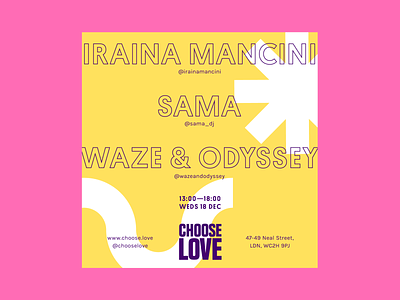 Choose Love Instagram Poster: Waze & Odyssey branding color design electronic event flyer instagram music poster shapes store technopark typography