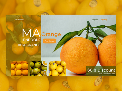 Lemonyeu Header Landing Page Exploration adobexd design fruit lemon orange ui ux web website design