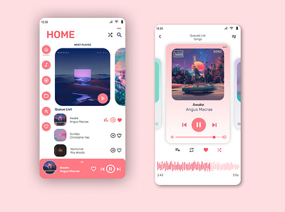 Music Player colors design designer flat music app ui