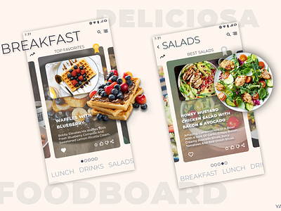 FoodBoard app ui colors design food app minimal ui ux