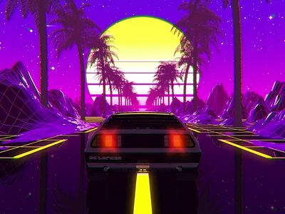 Delorean Retro Loop 3d animation c4d cinema4d loop animation