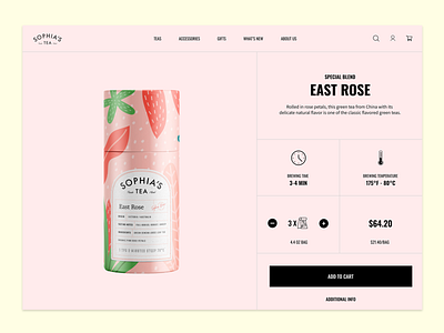 Sophia's Tea product page - rebound clean ecommerce interface landing page minimalist product page ui ux web web design website