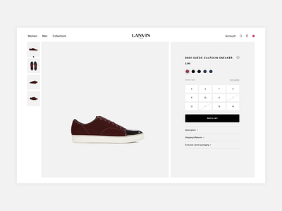 Product page hero - Lanvin - Design exploration clean design ecommerce fashion landing page minimalist product page ui ux web design website