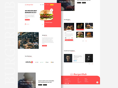 BurgerHub - A Restaurant Landing Page adobe xd food website landing page restaurant landing page typography ui webdesign website