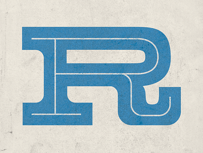 R blue design inline letter letterform r serif slab texture type typography
