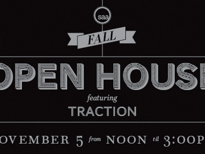 saa Open House Invitation black fall open house pms877 silver typography
