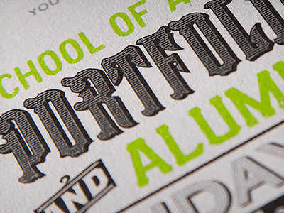 2012 saa Portfolio Show Invitation and black distress green invitation invite portfolio saa silver texture type typography