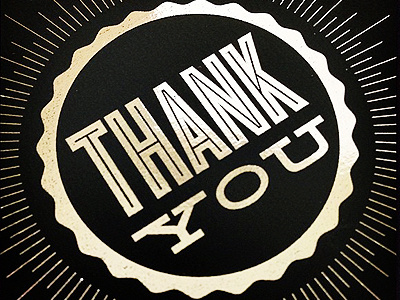 Thank You badge black card foil print silver thank you type typography