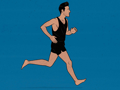 Thin Guy Going for a Jog bony to beastly cardio ectomorph exercise illustration jogger jogging running skinny guy