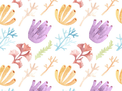 Watercolor Coral Seamless Pattern