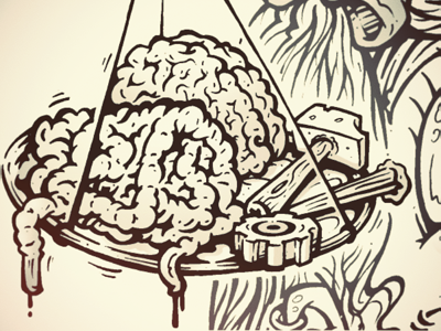 Brains and guts editorial illustration ink photoshop