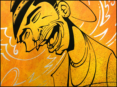 Drake... or as close as I could get acrylic paint canvas cartoon copper drake gold posca silver