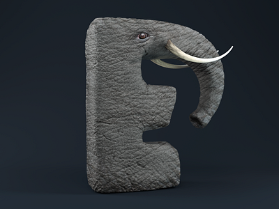 E as Elephant 36dayoftype 3d 3d art 3dart c4dart cinema4d creative design elephant graphic octanerender