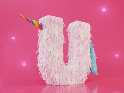 U as Unicorn 3d c4d c4dart cinema4d creative design graphic octane octanerender