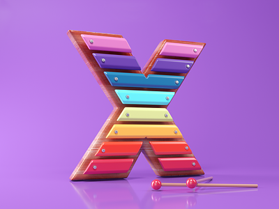 X as Xylophone 3d c4dart cinema4d creative design graphic illustration octanerender