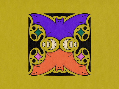 inktober 3 – bat bat colorful cute design digital art drawing funky halloween illustration illustrator inktober linework neon spooky stippling texture vectober