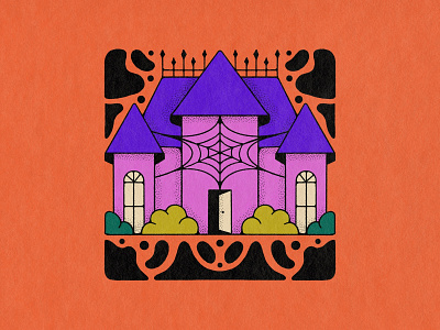 inktober day 14 – empty abandoned colorful cute design digital art drawing ghost halloween haunted home house illustration inktober mansion night october procreate spider web spooky texture