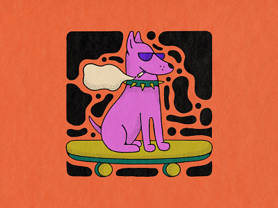 inktober day 21 – bad dog colorful cute design digital art dog drawing illustration inktober punk puppy skateboard