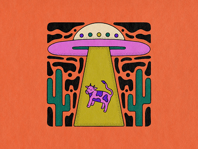 inktober day 29 – uh-oh abduction aliens colorful cow cute design digital art drawing halloween illustration inktober procreate ufo