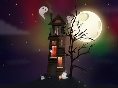 Halloween Night 🎃 design ghost graphic design halloween house illustration vector