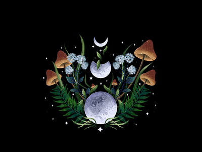 Magic plants 🧙 art design flo flowers graphic design illustration minimal moon night plant procreate vector