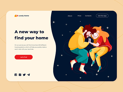 Lovely Home - Web Concept app arounda boy color concept couple dark figma flat girl graph home illustration love lovely rent space ui ux web