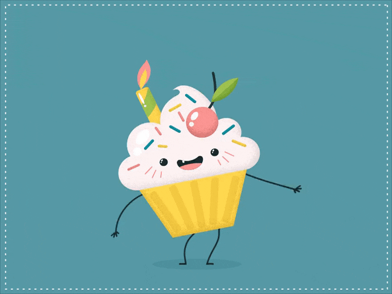 Birthday Cupcake after effects animation birthday character dance motion design motion graphics