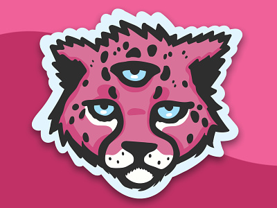 Three Eyed Cheetah - Sticker Illustration