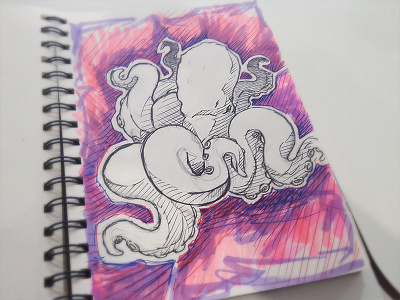 Concept Sketching #07 animal art drawing highlighters ink octopus pen sketch sketchbook sketching